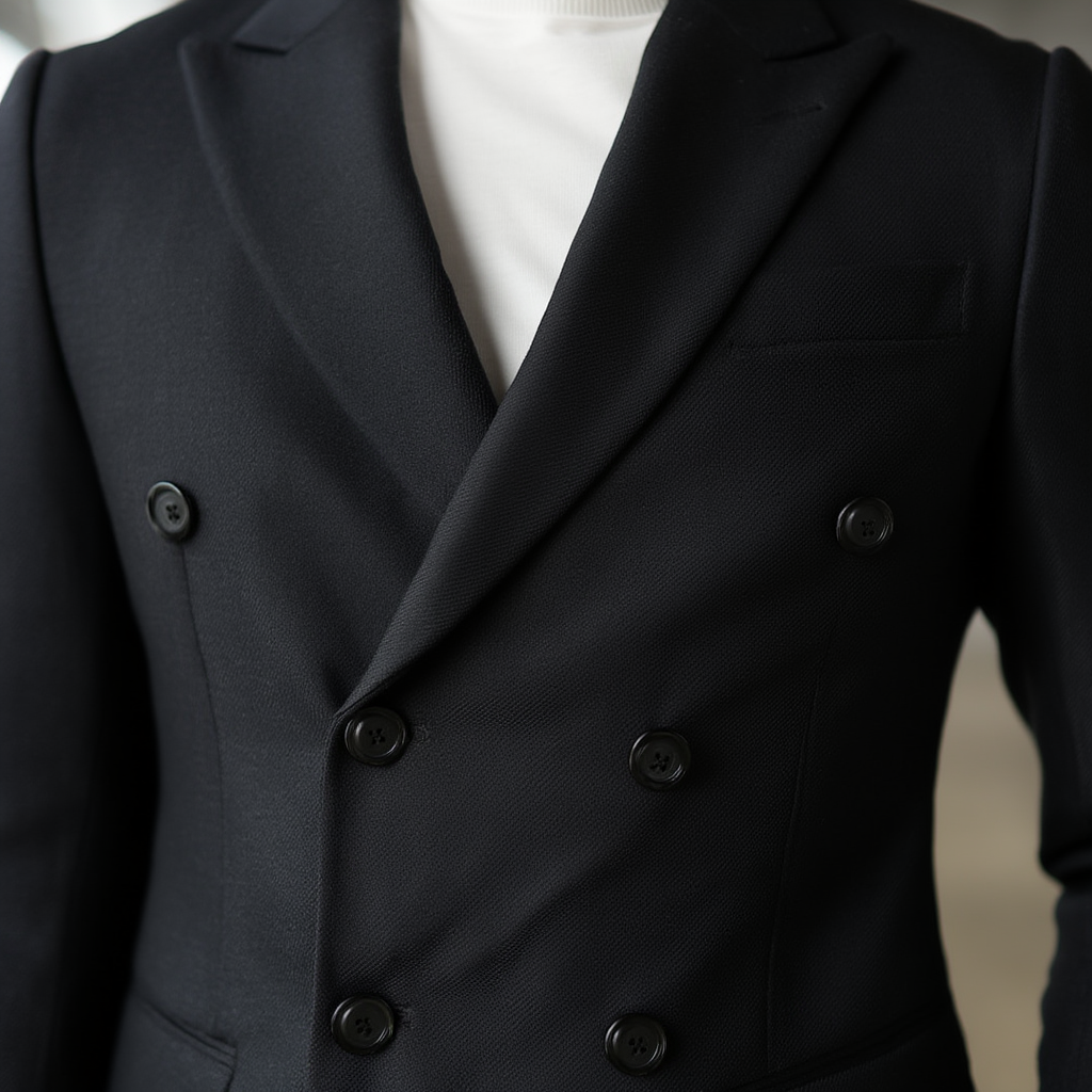 Costume Homme Croisé Slim en Gris Uni avec Détails Élégants pour Toutes Occasions 4