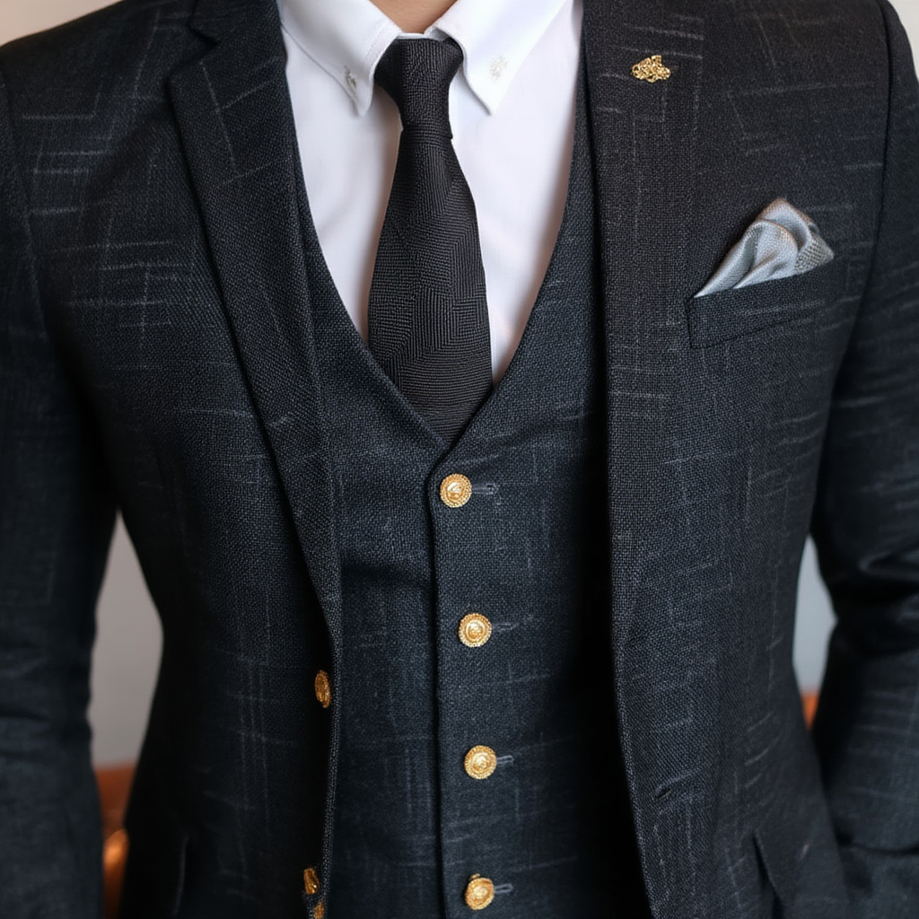 Costume Élégant 3 Pièces Rayé avec Coupe Slim Fit | Ensemble Raffiné pour Occasions Formelles 4