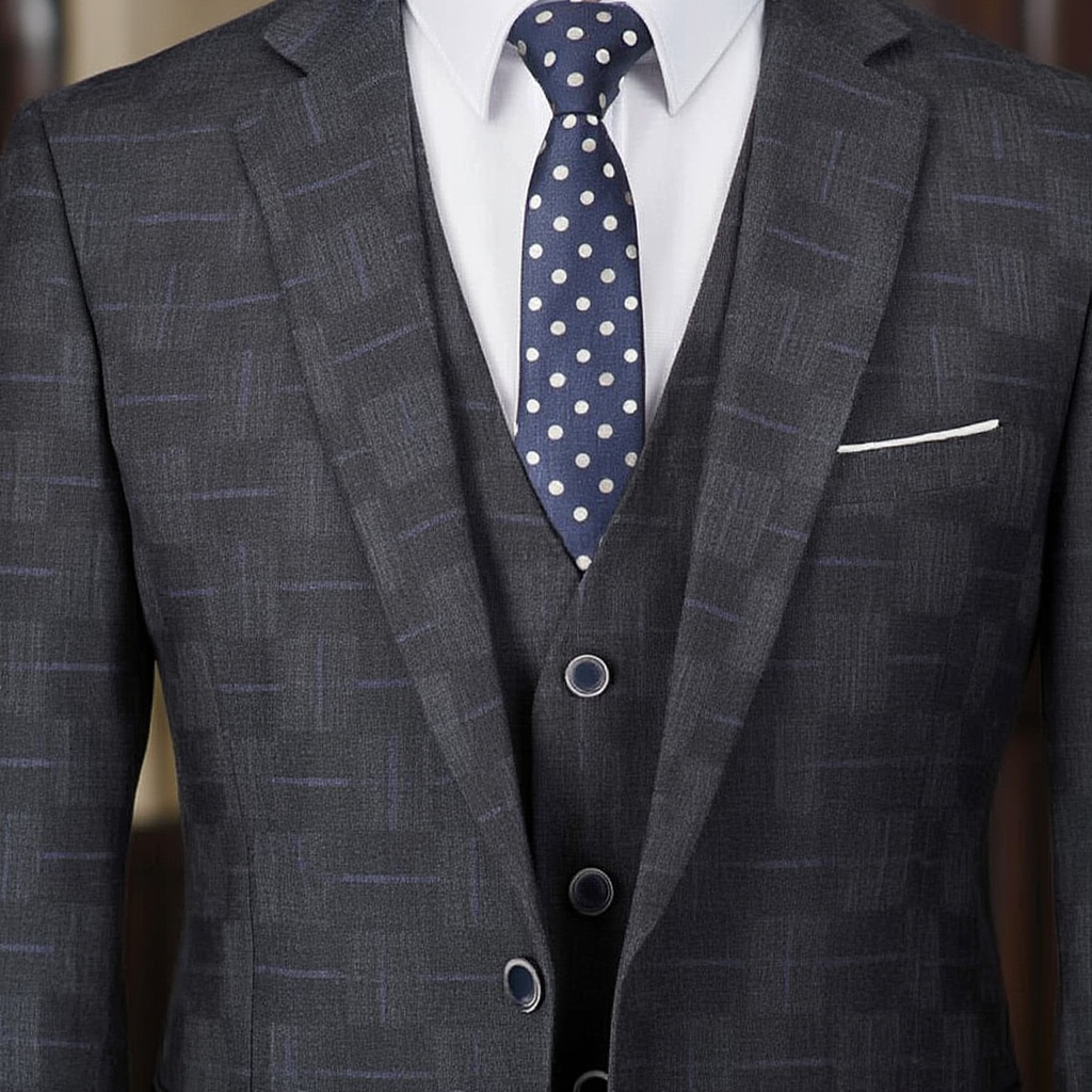 Costume Élégant 3 Pièces À Carreaux Homme avec Coupe Slim Fit | Ensemble Harmonieux pour Occasions Formelles 4