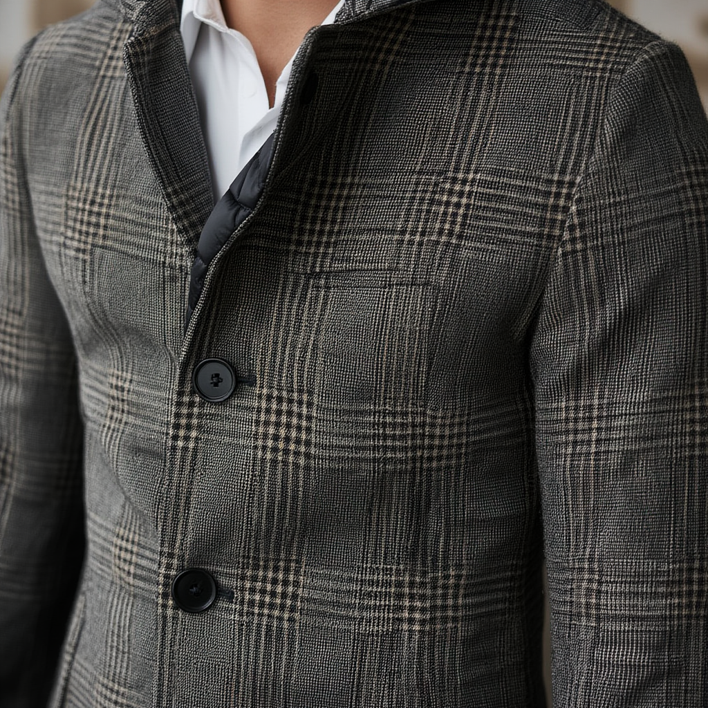 Manteau à Carreaux pour Homme avec Coupe Ajustée | Élégance et Confort pour Automne-Hiver 5