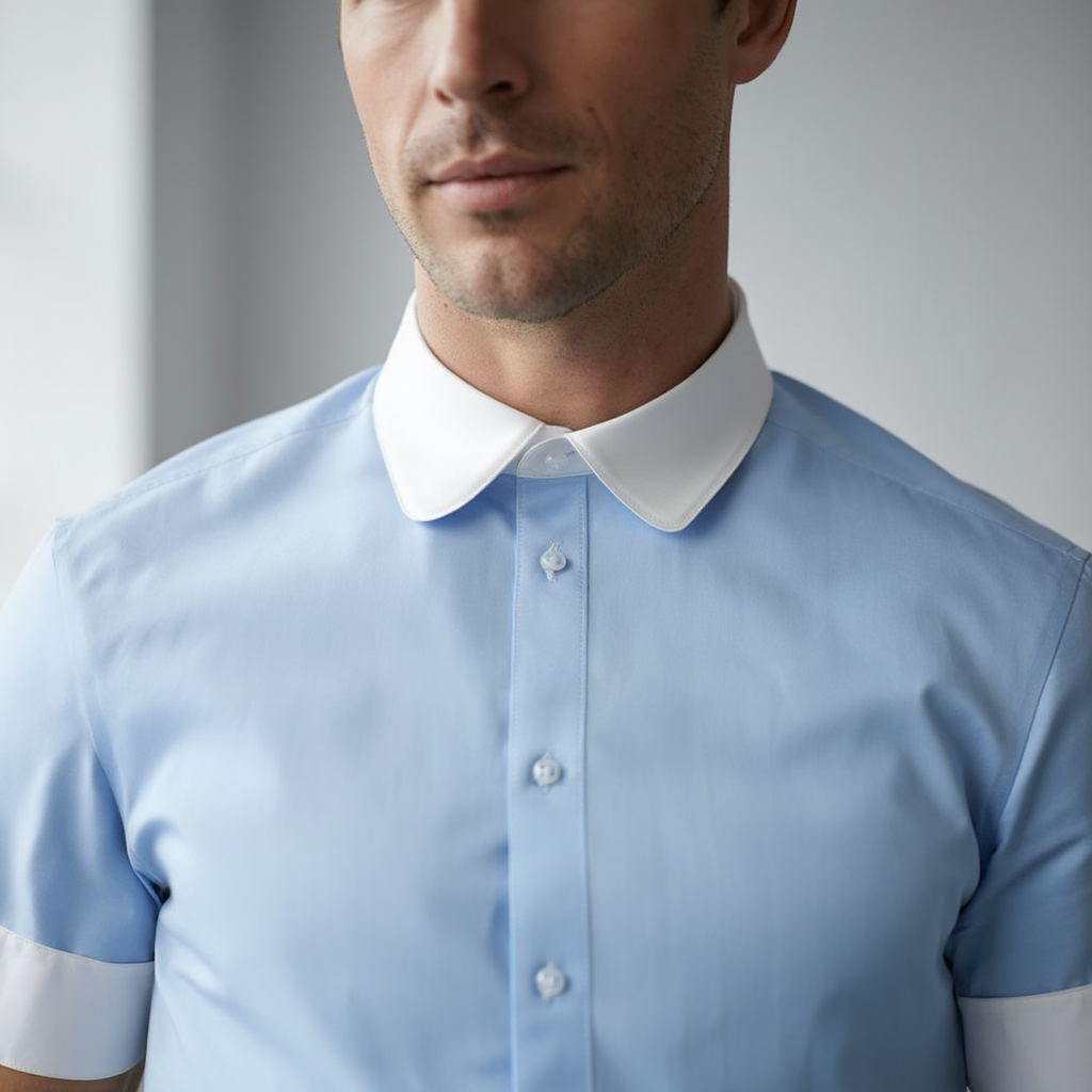 Élégance Masculine | Chemise en Coton Bleu et Blanc avec Col Classique | Polyvalente pour Toutes Occasions 5