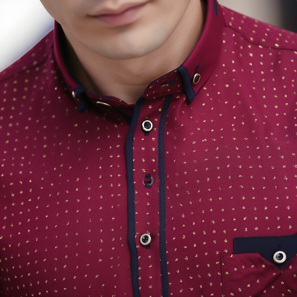 Chemise Homme à Motifs avec Détails Contrastés | Élégance et Confort pour le Bureau 4