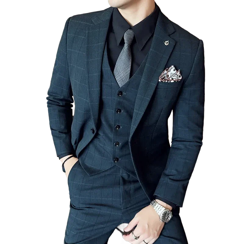 Costume 3 Pièces Homme Slim Fit avec Motif Carreaux Classique | Élégance et Confort Optimal 3