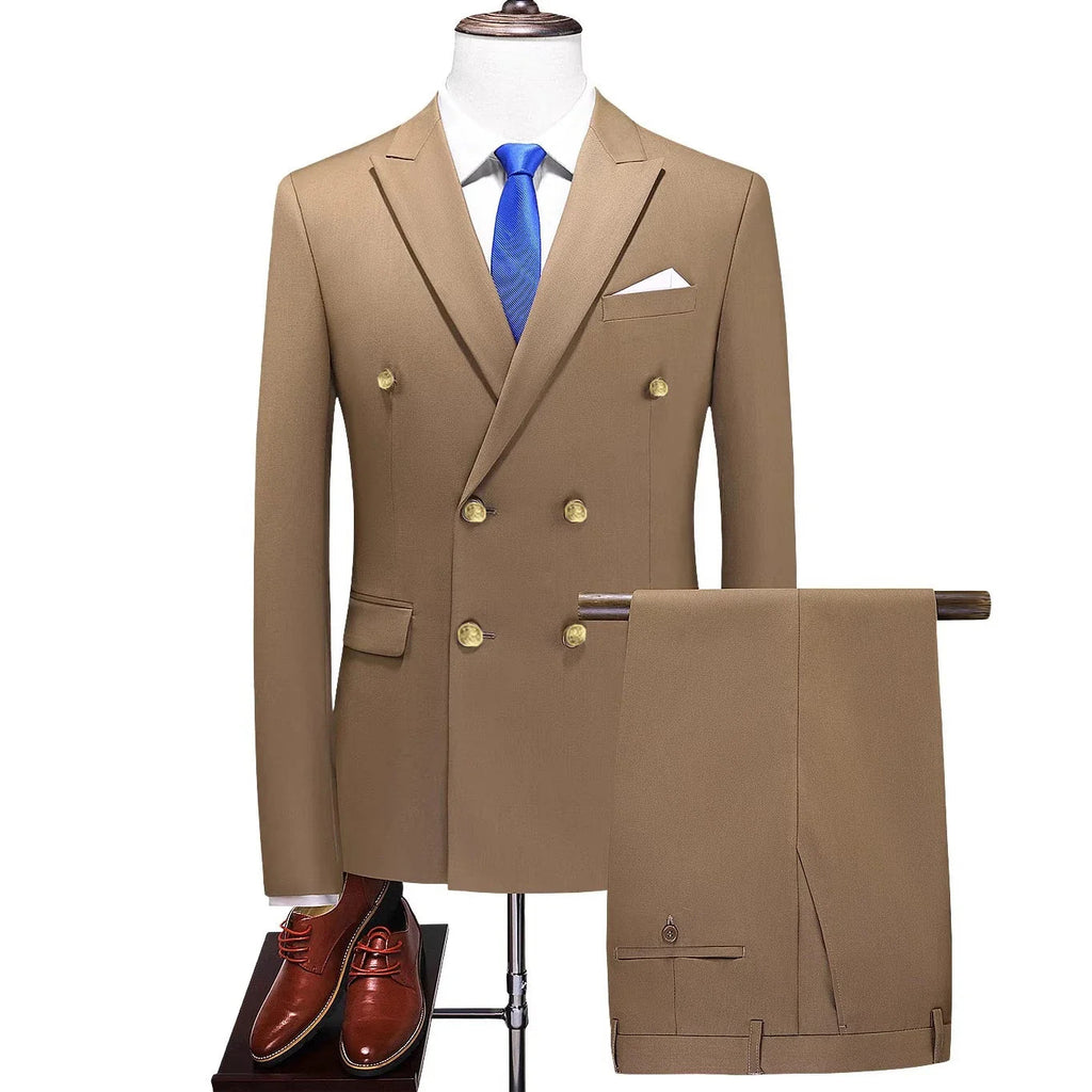 Costume Homme Élégant avec Design Croisé en Polyester et Polyamide pour Confort et Style 25