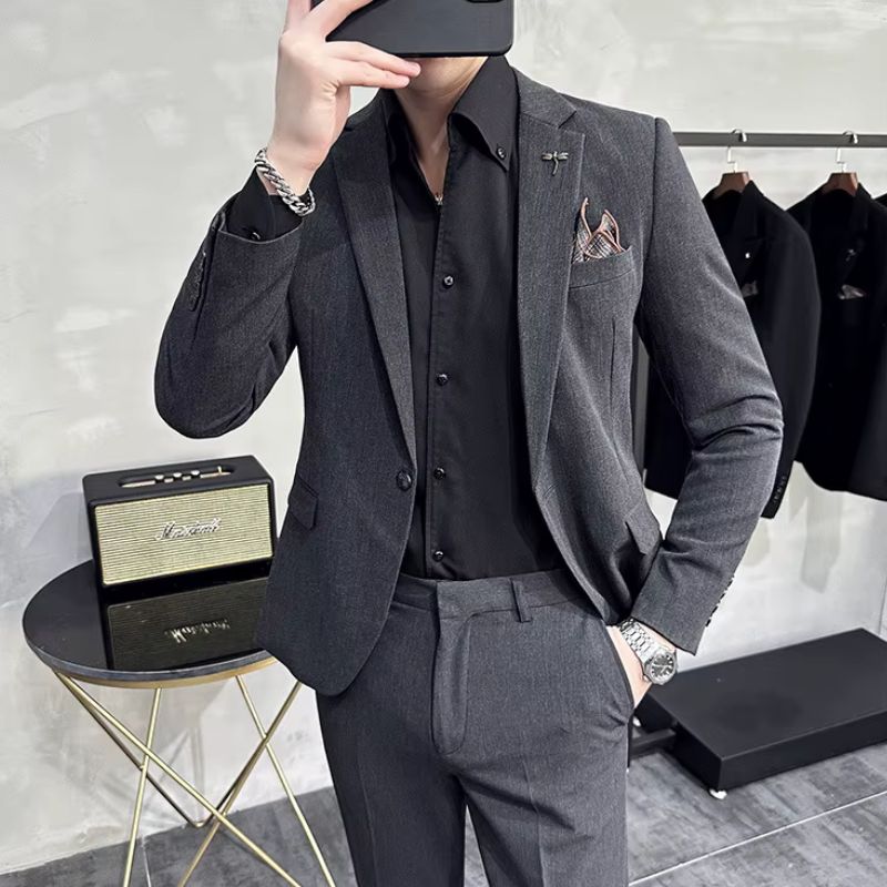 Costume Homme Mariage Slim 2 Pièces en Polyester avec Drapé Fluide | Élégance et Confort pour Événements Formels 5