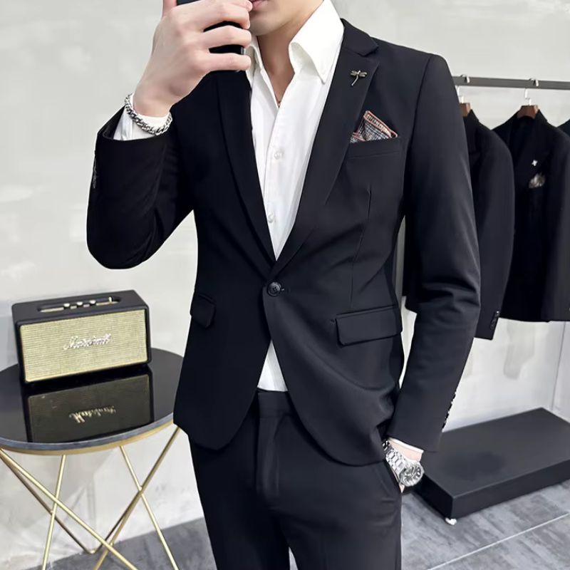Costume Homme Mariage Slim 2 Pièces en Polyester avec Drapé Fluide | Élégance et Confort pour Événements Formels 15