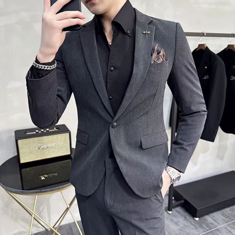 Costume Homme Mariage Slim 2 Pièces en Polyester avec Drapé Fluide | Élégance et Confort pour Événements Formels 7