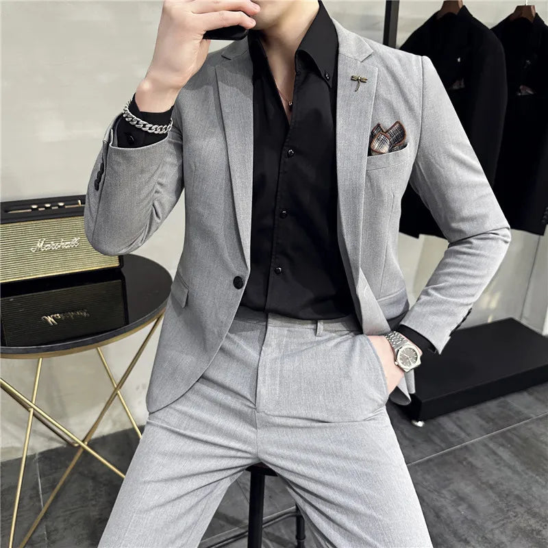 Costume Homme Mariage Slim 2 Pièces en Polyester avec Drapé Fluide | Élégance et Confort pour Événements Formels 10