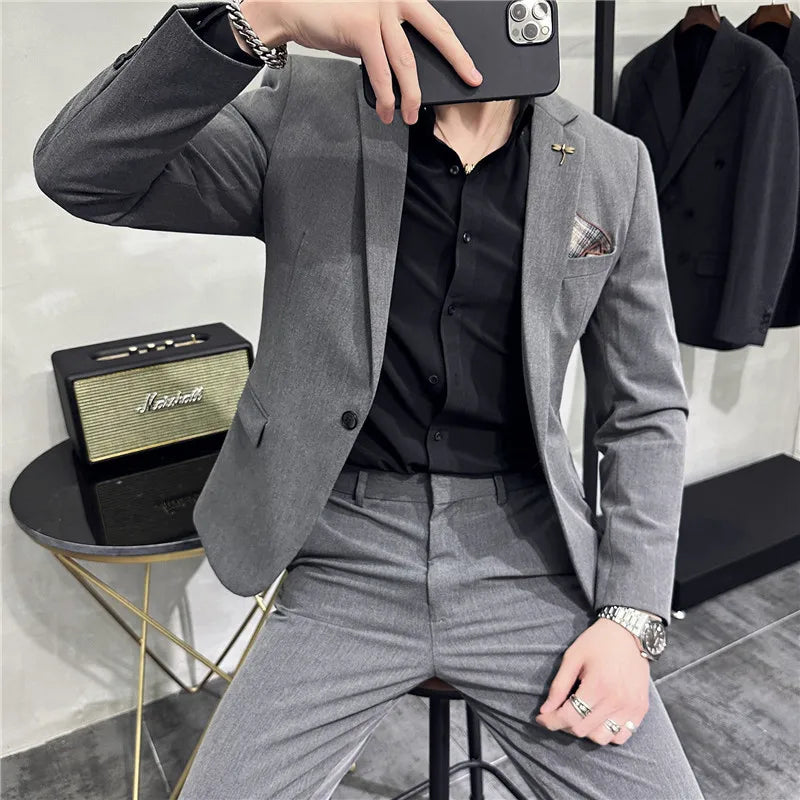Costume Homme Mariage Slim 2 Pièces en Polyester avec Drapé Fluide | Élégance et Confort pour Événements Formels 12