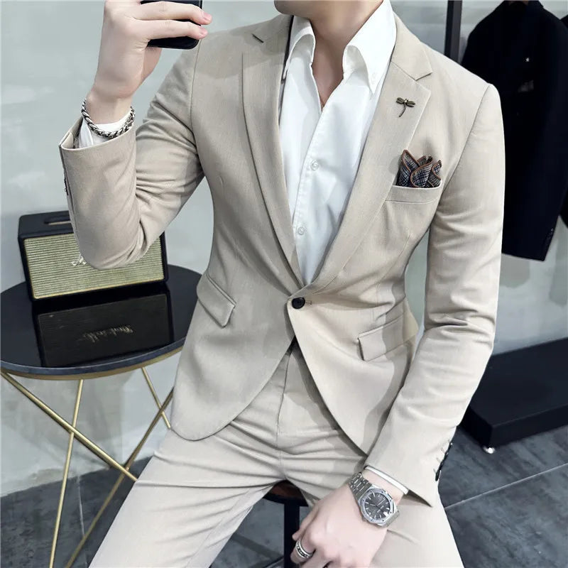 Costume Homme Mariage Slim 2 Pièces en Polyester avec Drapé Fluide | Élégance et Confort pour Événements Formels 14