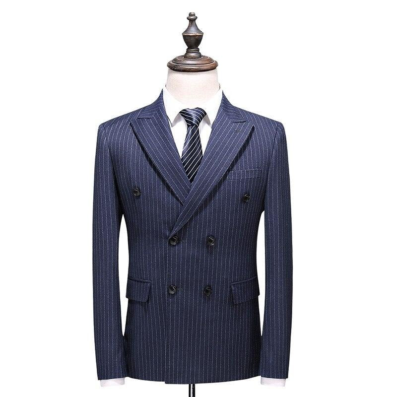 Costume Trois Pièces Élégant avec Blazer à Bouton Unique et Gilet en Tweed 9