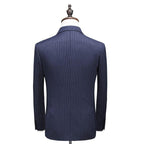 Costume Trois Pièces Élégant avec Blazer à Bouton Unique et Gilet en Tweed 11