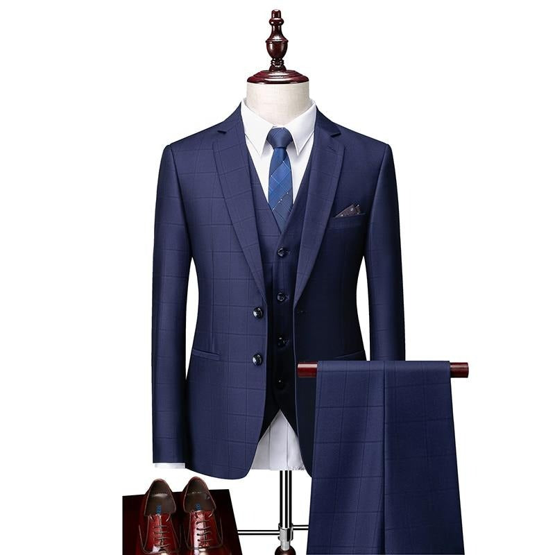 Costume Trois Pièces Élégant avec Blazer Ajusté et Motif Carreaux pour Style Polyvalent 7