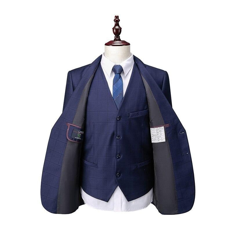 Costume Trois Pièces Élégant avec Blazer Ajusté et Motif Carreaux pour Style Polyvalent 8
