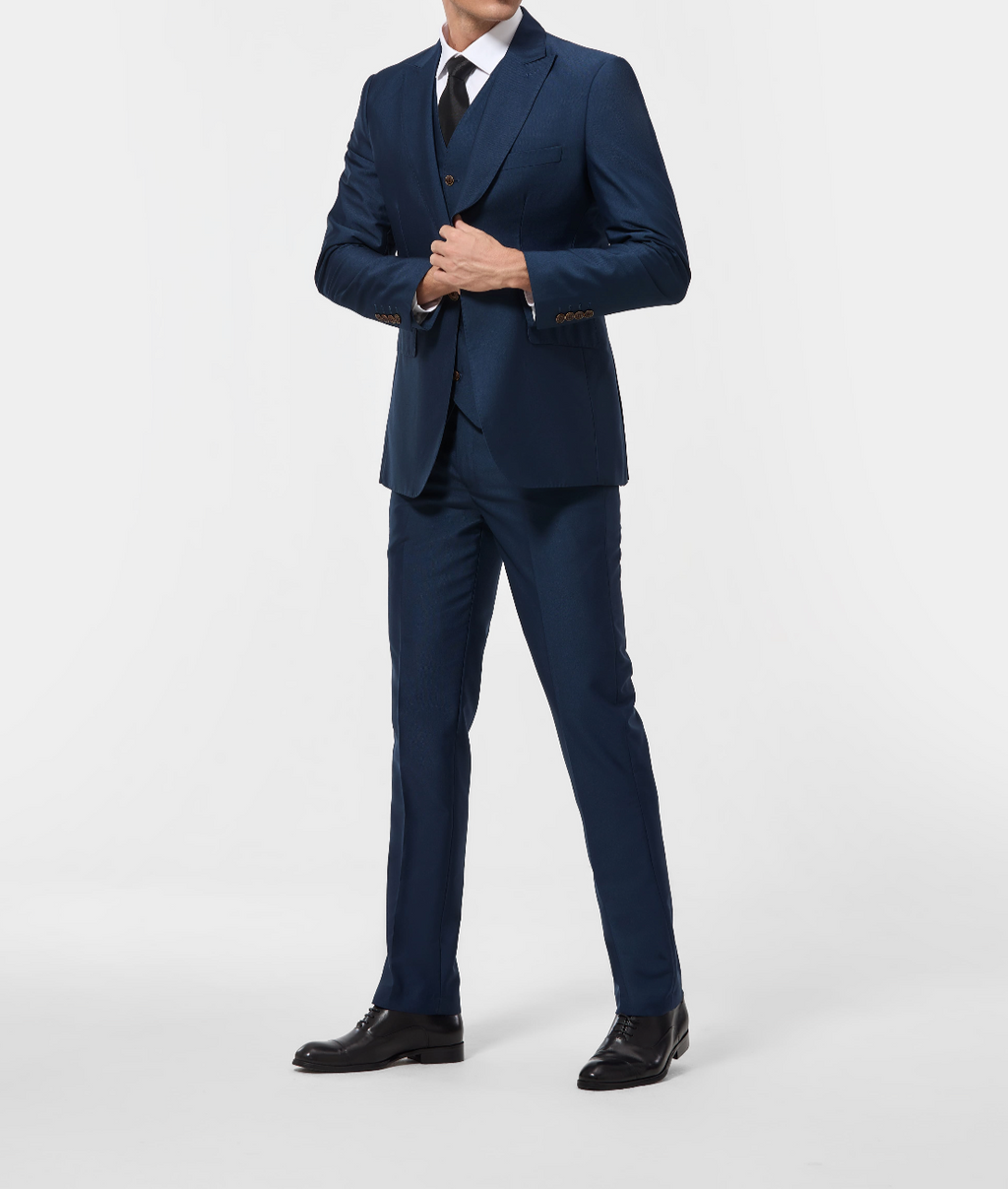Ensemble Costume Trois Pièces Élégant avec Blazer Ajusté et Gilet pour Hommes 15