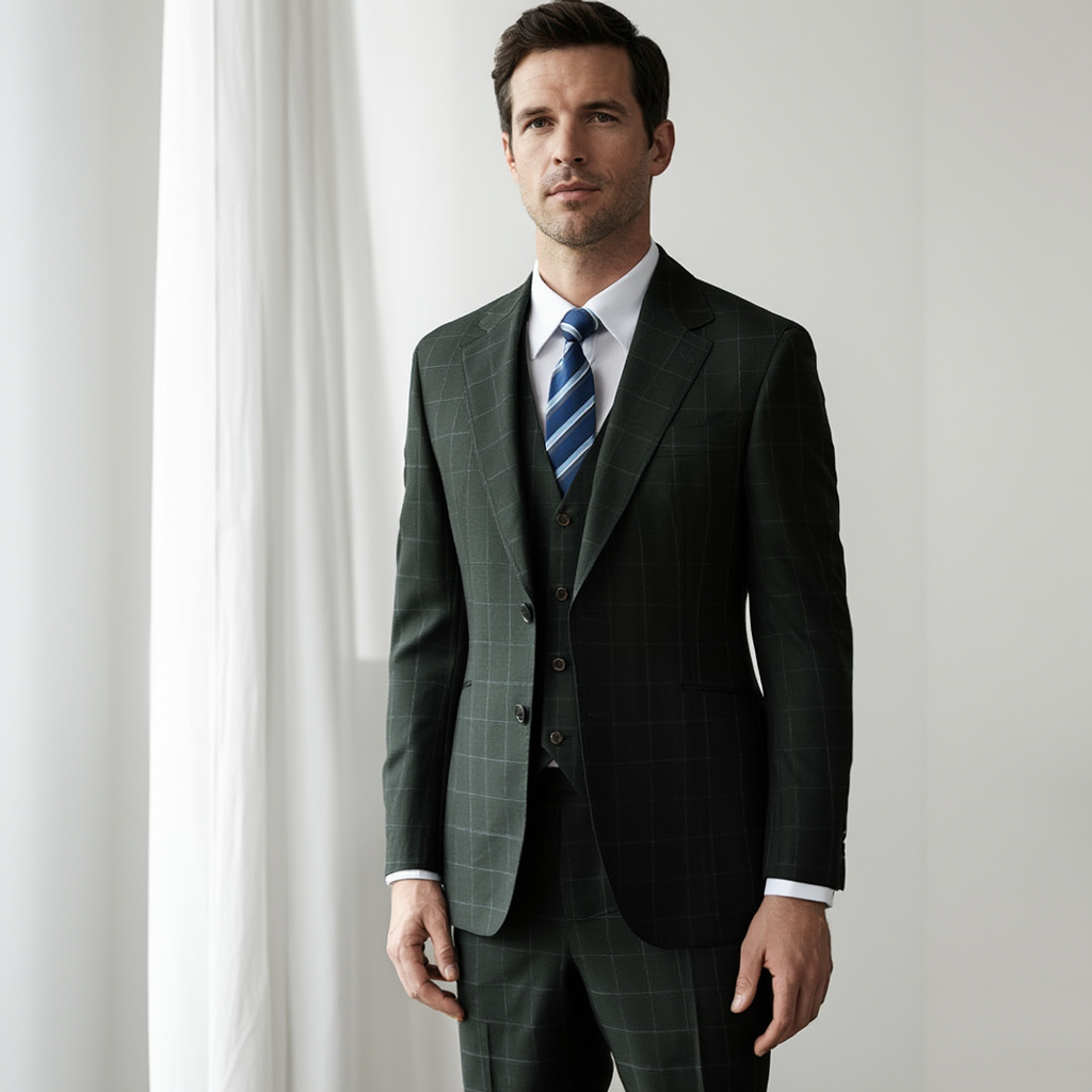 NexusCarreaux | Costume 3 Pièces à Carreaux avec Coupe Slim Fit | Élégance pour Événements Formels 3