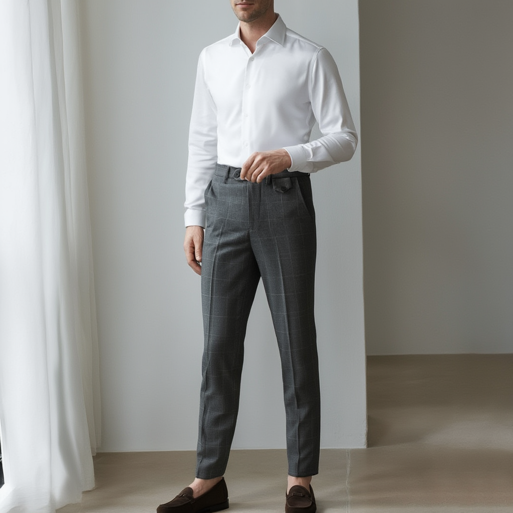 Pantalon Habillé à Carreaux Slim Fit en Polyester Viscose | Élégance et Confort Quotidien 2