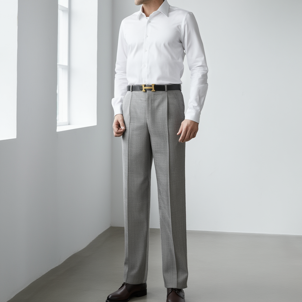 Élégance Masculine | Pantalon Habillé en Mélange Polyester et Soie avec Coupe Traditionnelle | Confort Optimal pour Occasions Formelles 2