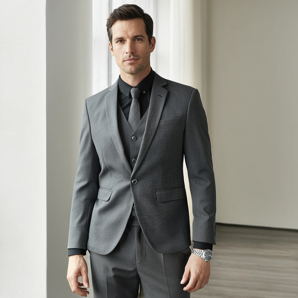 Élan TrioPro | Costume Trois Pièces Homme Slim Fit avec Veste, Gilet et Pantalon | Élégance Professionnelle 3