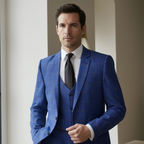 Costume Homme 3 Pièces Slim Fit à Carreaux Marine | Élégance pour Mariage et Événements 4