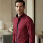 Chemise Homme à Motifs avec Détails Contrastés | Élégance et Confort pour le Bureau 2