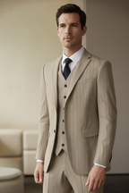 Édition Beige | Costume Trois Pièces avec Blazer Ajusté et Gilet | Élégance Moderne pour Toutes Occasions 3