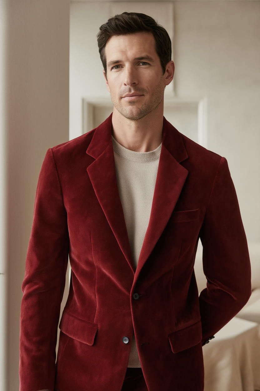 Blazer Homme Bleu Marine en Velours avec Coupe Ajustée | Élégance Polyvalente pour Automne 4