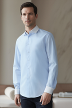 Élégance Masculine | Chemise en Coton Bleu et Blanc avec Col Classique | Polyvalente pour Toutes Occasions 2