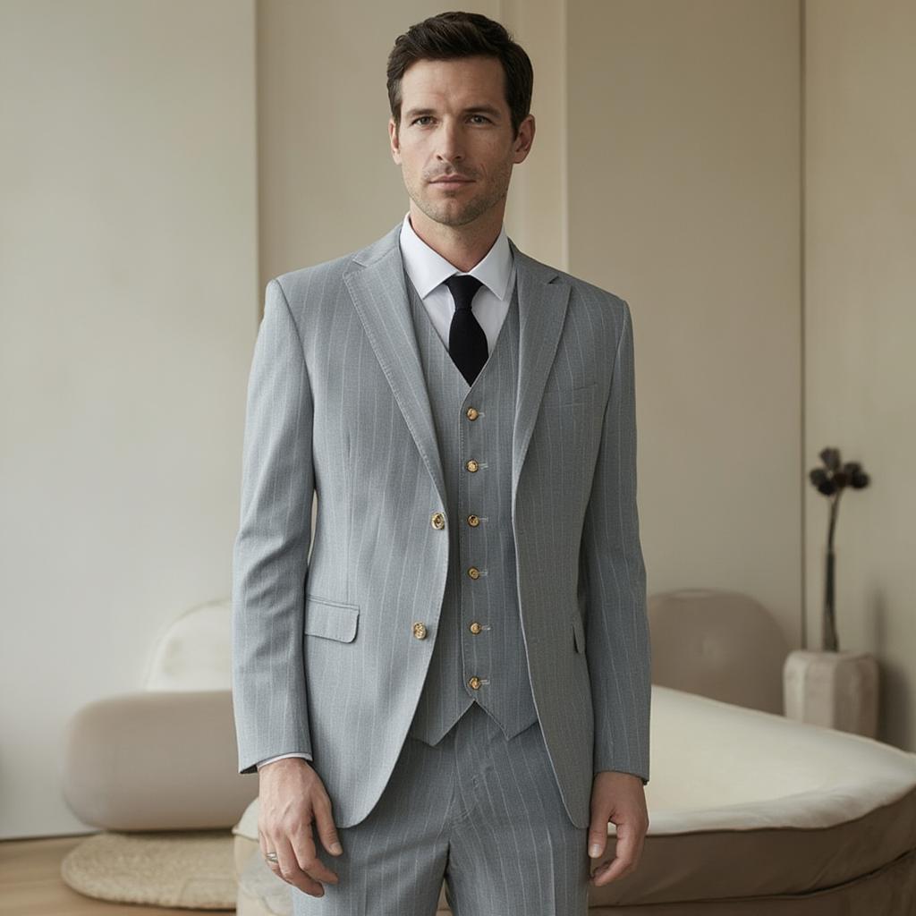 Costume Trois Pièces Londres Élégant