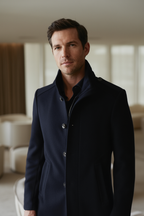 Manteau d'Hiver Homme Zippé avec Col Montant - Élégance et Confort 3