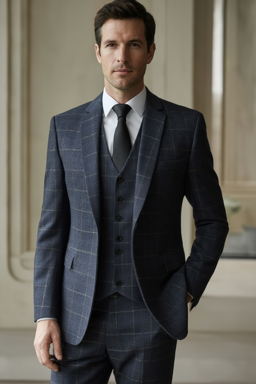 Costume Shelby | Costume Trois Pièces en Tweed Mélangé avec Blazer et Gilet | Élégance Moderne pour Toutes les Occasions 3