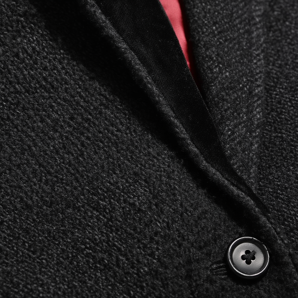 Manteau Long en Laine avec Col en Velours et Doublure Rouge pour Élégance Automnale 10