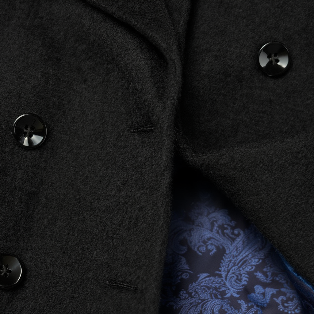 Manteau Long Élégant avec Doublure Bleue pour Style Classique et Confort 10