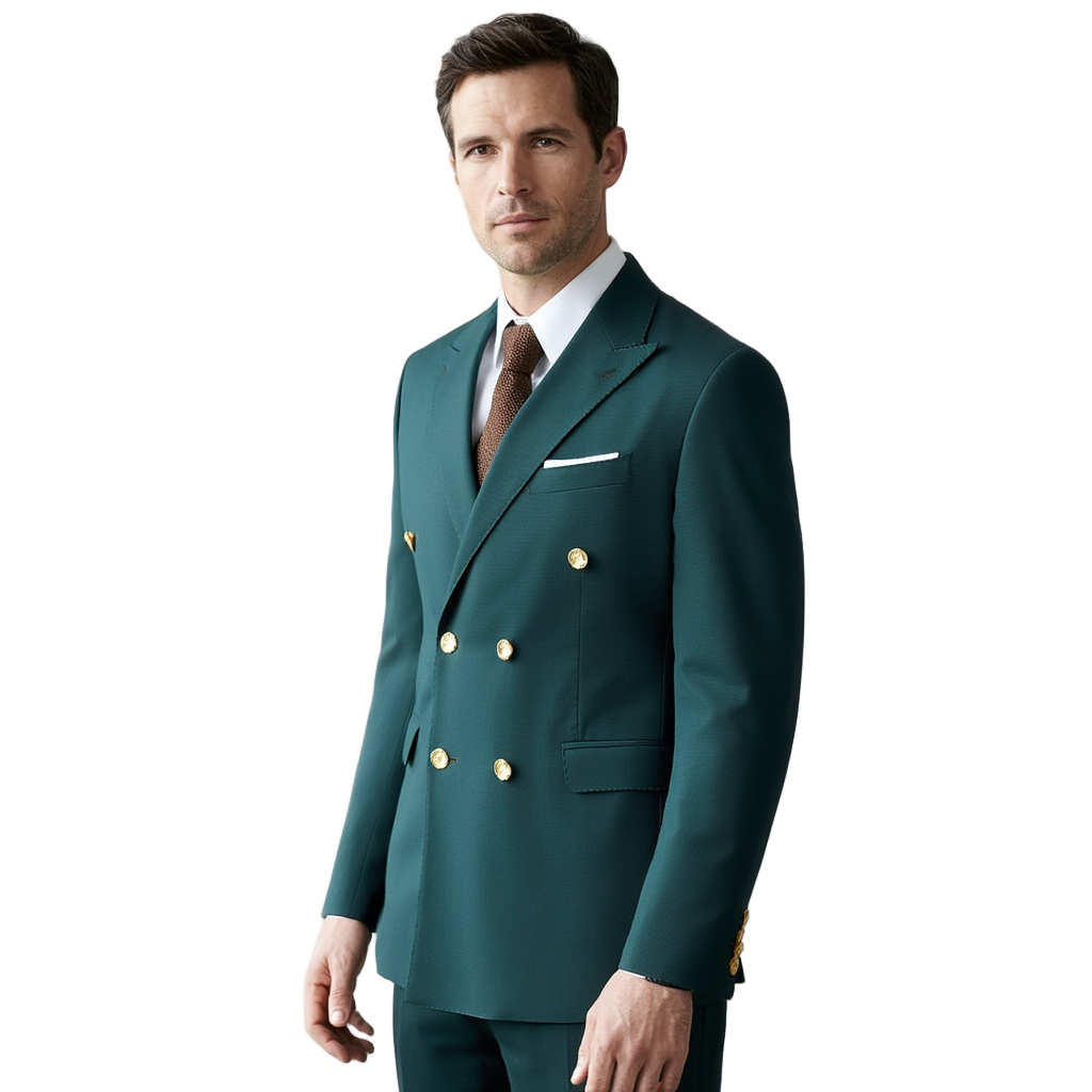 Costume Homme Élégant avec Design Croisé en Polyester et Polyamide pour Confort et Style 4