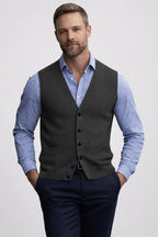 Élégance Masculine | Gilet Ajusté Mi-Saison avec Encolure en V | Polyvalent pour Tenues Chic 4