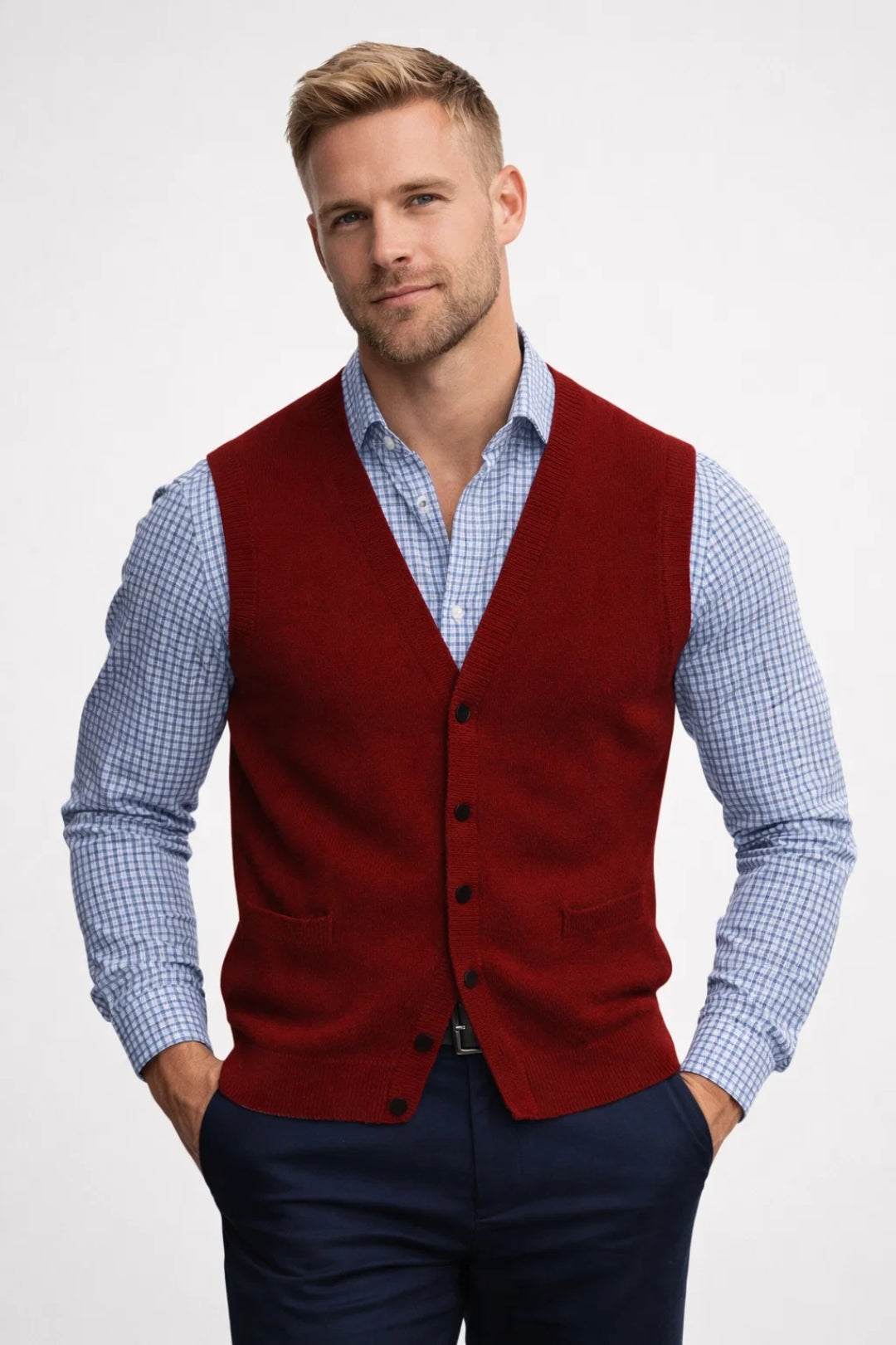 Élégance Masculine | Gilet Ajusté Mi-Saison avec Encolure en V | Polyvalent pour Tenues Chic 6