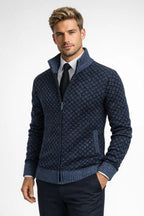Élégance | Gilet Zippé en Maille pour Homme avec Motif Géométrique | Style Business Casual pour Confort et Modernité 8