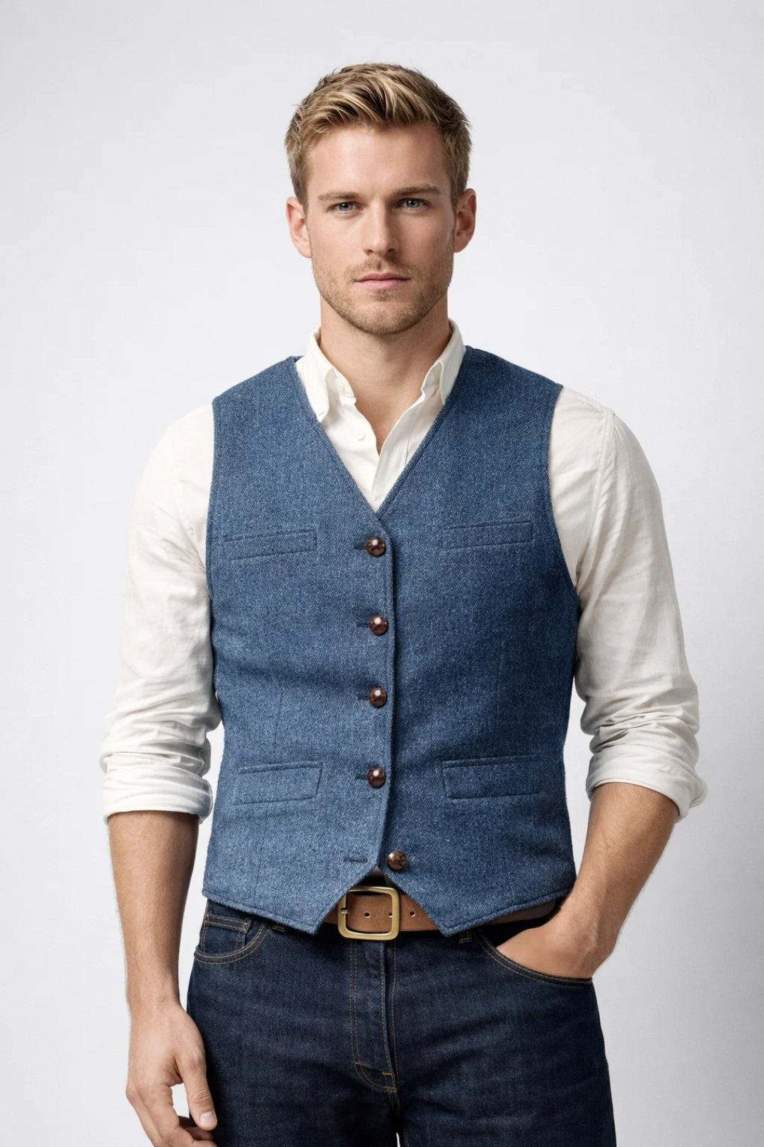 Élégance Printemps | Gilet Homme Sans Manches avec Encolure en V | Polyvalent pour Toutes Occasions 5