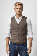 Élégance Printemps | Gilet Homme Sans Manches avec Encolure en V | Polyvalent pour Toutes Occasions 7