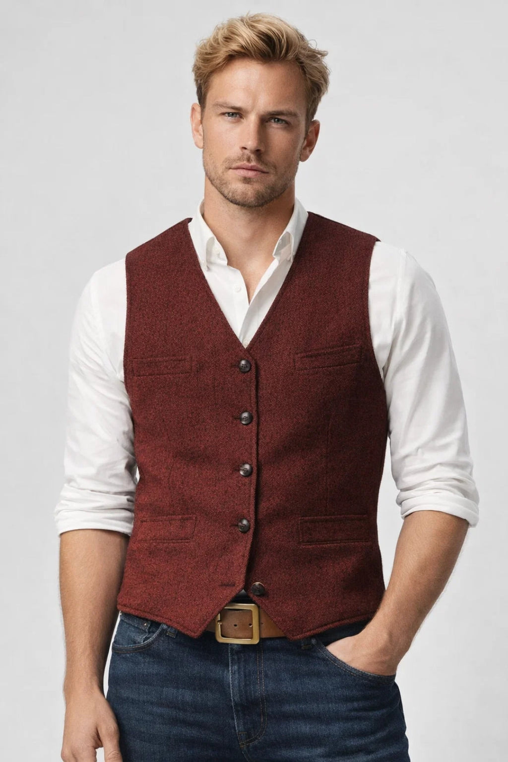Élégance Printemps | Gilet Homme Sans Manches avec Encolure en V | Polyvalent pour Toutes Occasions 8