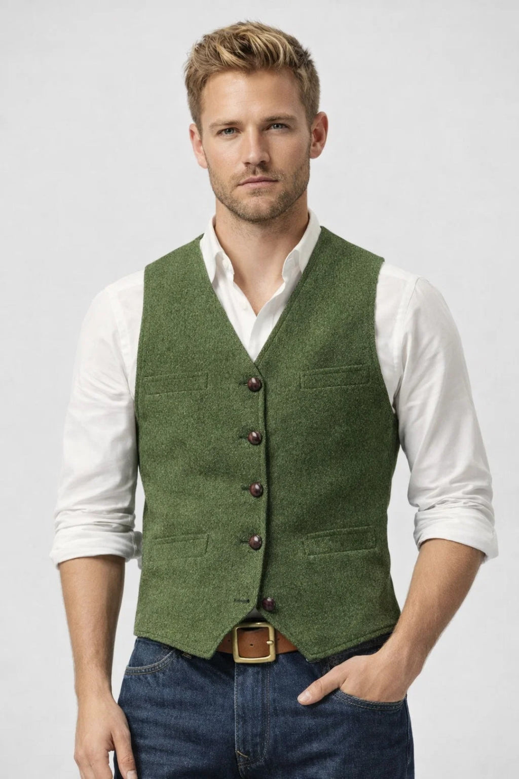 Élégance Printemps | Gilet Homme Sans Manches avec Encolure en V | Polyvalent pour Toutes Occasions 9