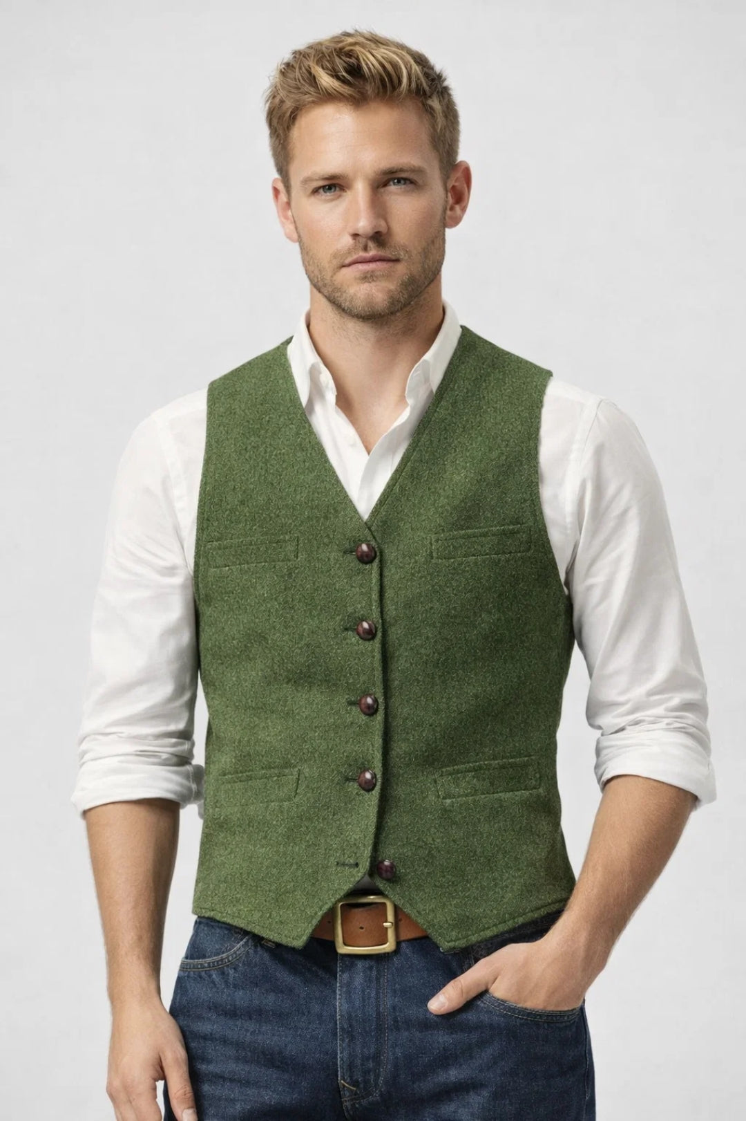 Élégance Printemps | Gilet Homme Sans Manches avec Encolure en V | Polyvalent pour Toutes Occasions 9