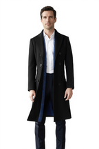 Manteau Long Élégant avec Doublure Bleue pour Style Classique et Confort 1