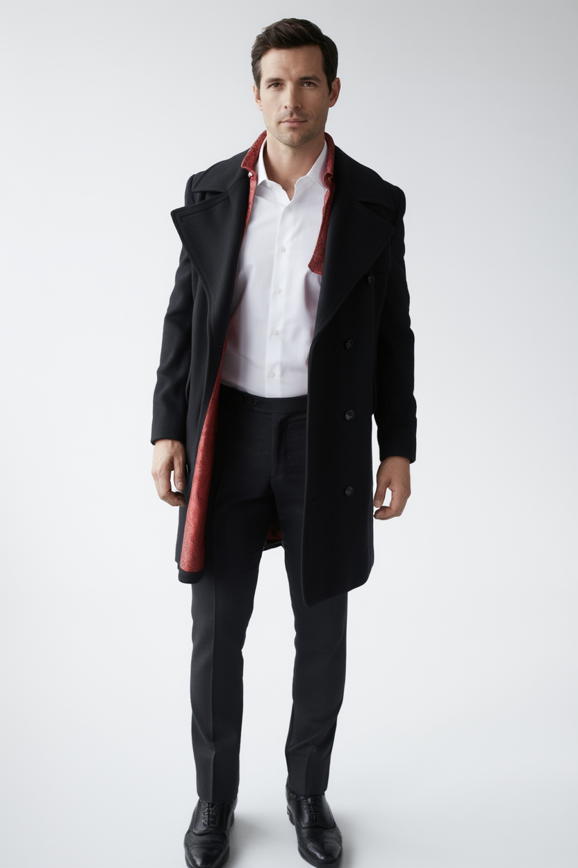 Manteau Élégant | Manteau Shelby avec Doublure Rouge pour Style Intemporel 2