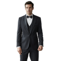 Élégance Noire | Smoking Slim Homme en Laine avec Revers en Satin | Ensemble 3 Pièces pour Mariages 1