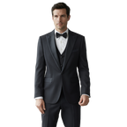 Élégance Noire | Smoking Slim Homme en Laine avec Revers en Satin | Ensemble 3 Pièces pour Mariages 1
