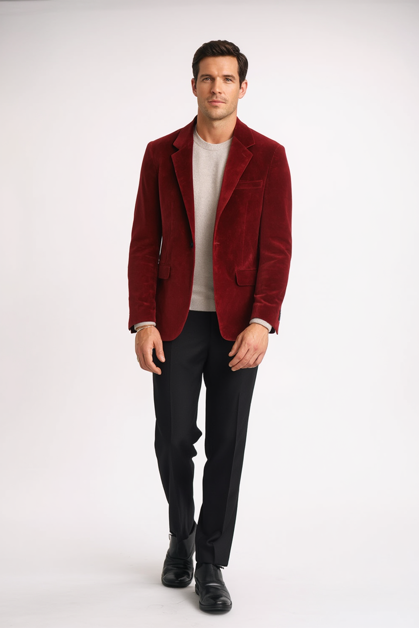 Blazer Homme Bleu Marine en Velours avec Coupe Ajustée | Élégance Polyvalente pour Automne 2