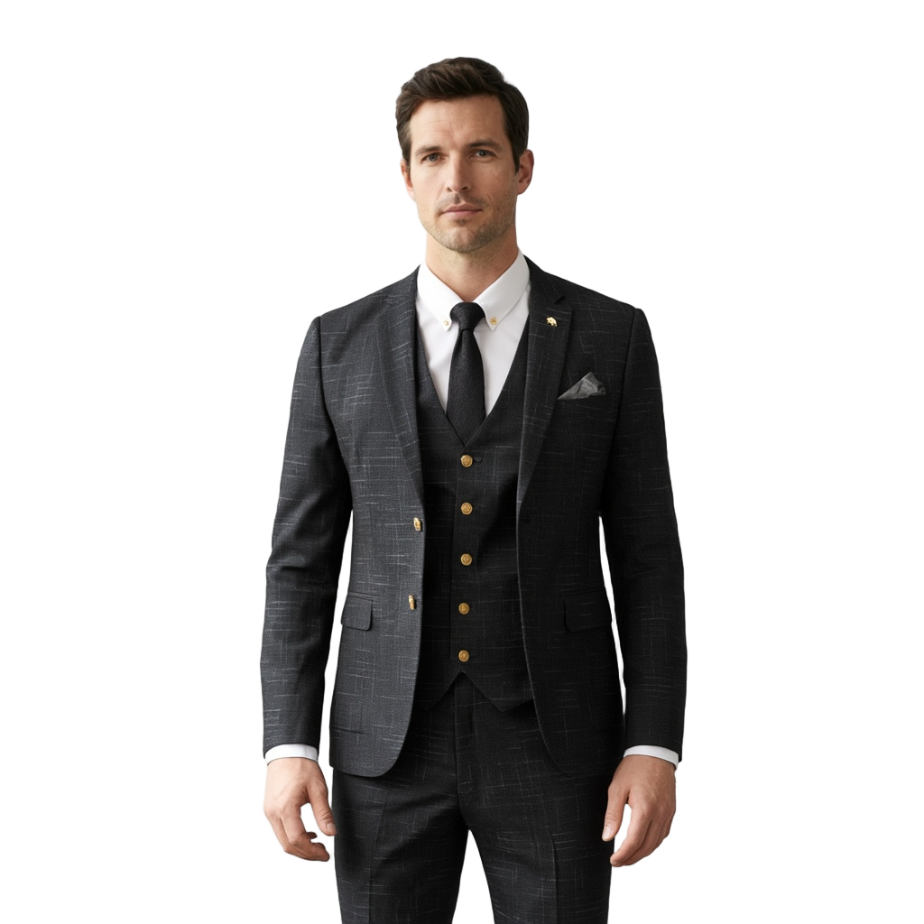 Costume Élégant 3 Pièces Rayé avec Coupe Slim Fit | Ensemble Raffiné pour Occasions Formelles 1