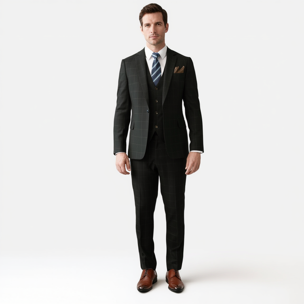 NexusCarreaux | Costume 3 Pièces à Carreaux avec Coupe Slim Fit | Élégance pour Événements Formels 6