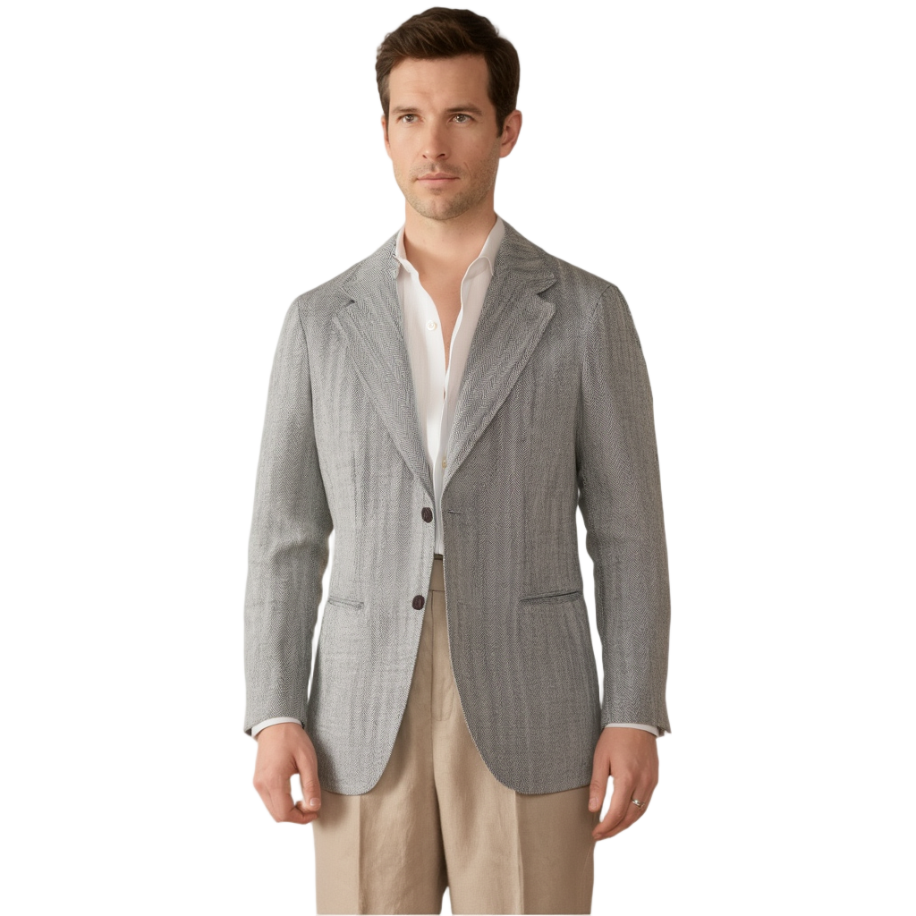 Torino | Blazer Slim en Lin et Coton avec Doublure Partielle | Élégance et Confort pour Hommes 1